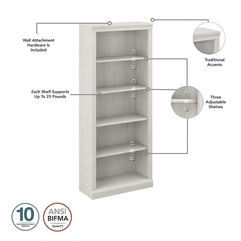 Libreria alta a 5 ripiani Saratoga - Set di 2 di Bush Furniture