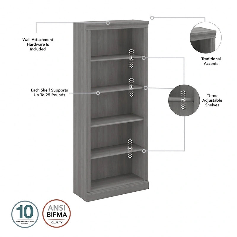 Libreria alta a 5 ripiani Saratoga - Set di 2 di Bush Furniture