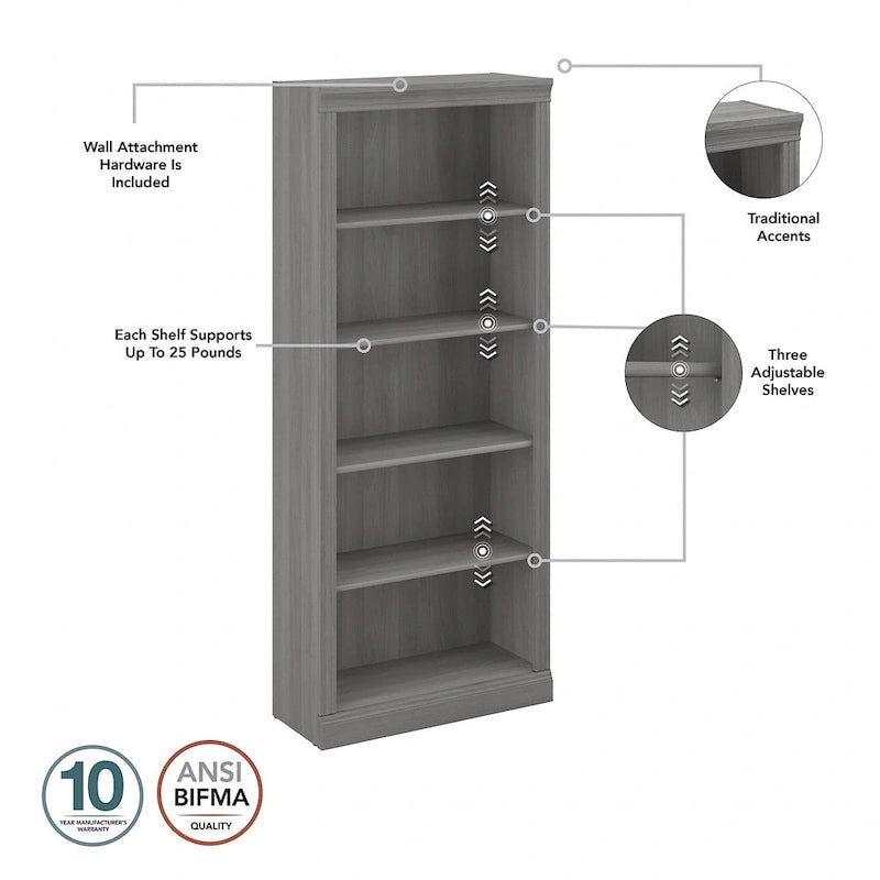 Libreria alta a 5 ripiani Saratoga - Set di 2 di Bush Furniture