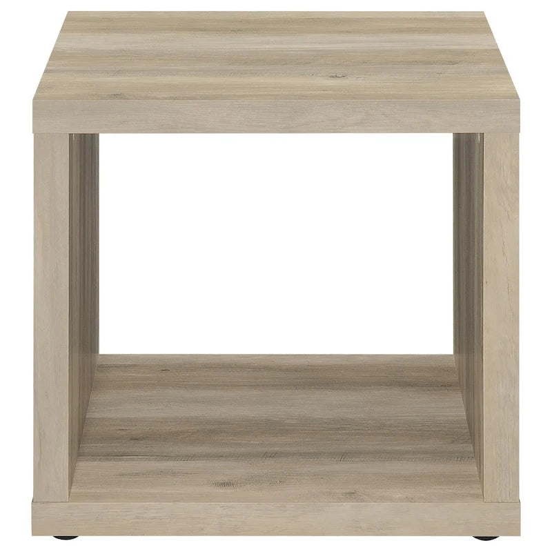 Tavolino da salotto, design cubo quadrato, ripiano, marrone chiaro 23 pollici