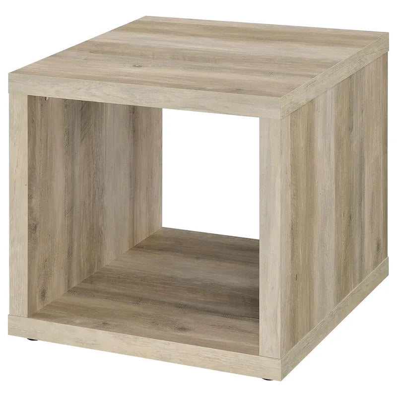 Tavolino da salotto, design cubo quadrato, ripiano, marrone chiaro 23 pollici