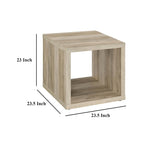 Tavolino da salotto, design cubo quadrato, ripiano, marrone chiaro 23 pollici