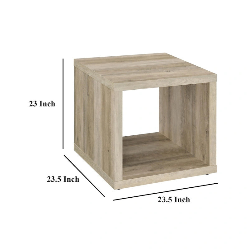 Tavolino da salotto, design cubo quadrato, ripiano, marrone chiaro 23 pollici