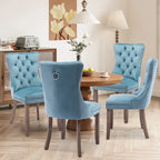 Set di 4 sedie da pranzo imbottite in velluto e legno massello
