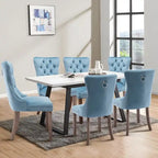 Set di 4 sedie da pranzo imbottite in velluto e legno massello