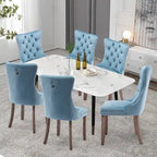Set di 4 sedie da pranzo imbottite in velluto e legno massello