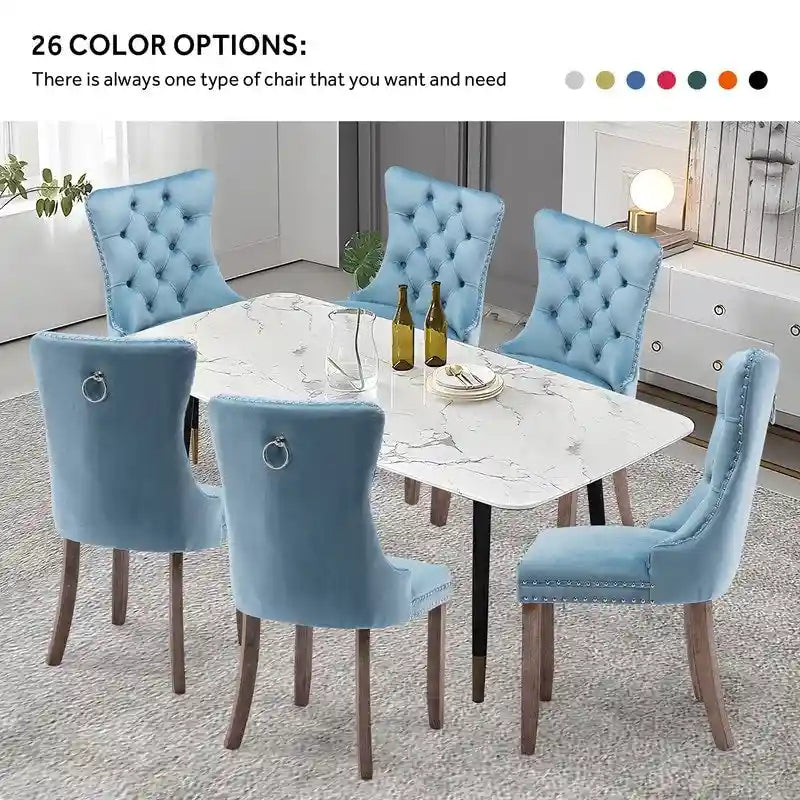 Set di 4 sedie da pranzo imbottite in velluto e legno massello