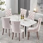 Set di 4 sedie da pranzo imbottite in velluto e legno massello