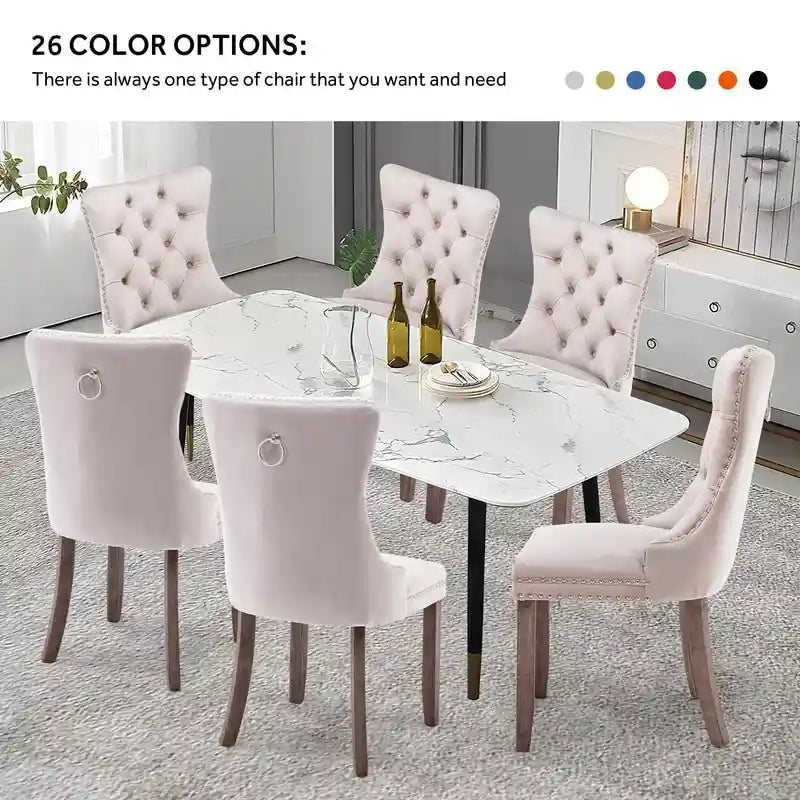 Set di 4 sedie da pranzo imbottite in velluto e legno massello
