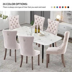 Set di 4 sedie da pranzo imbottite in velluto e legno massello
