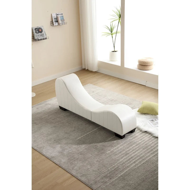 Moderna Chaise Longue da Yoga Curva in Similpelle - 13.78 x 62.20 x 25.79