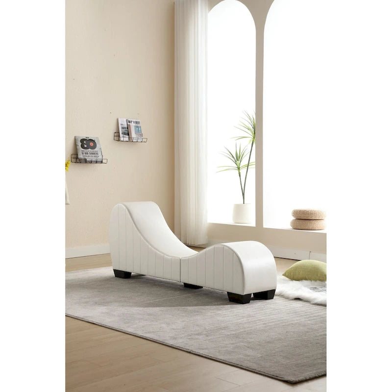 Moderna Chaise Longue da Yoga Curva in Similpelle - 13.78 x 62.20 x 25.79