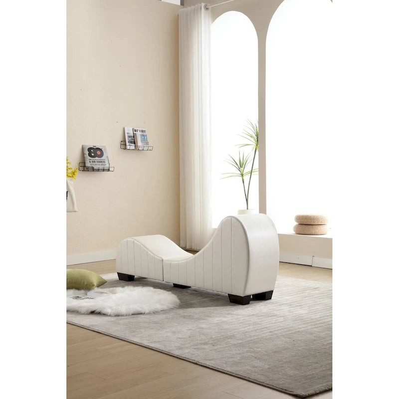 Moderna Chaise Longue da Yoga Curva in Similpelle - 13.78 x 62.20 x 25.79