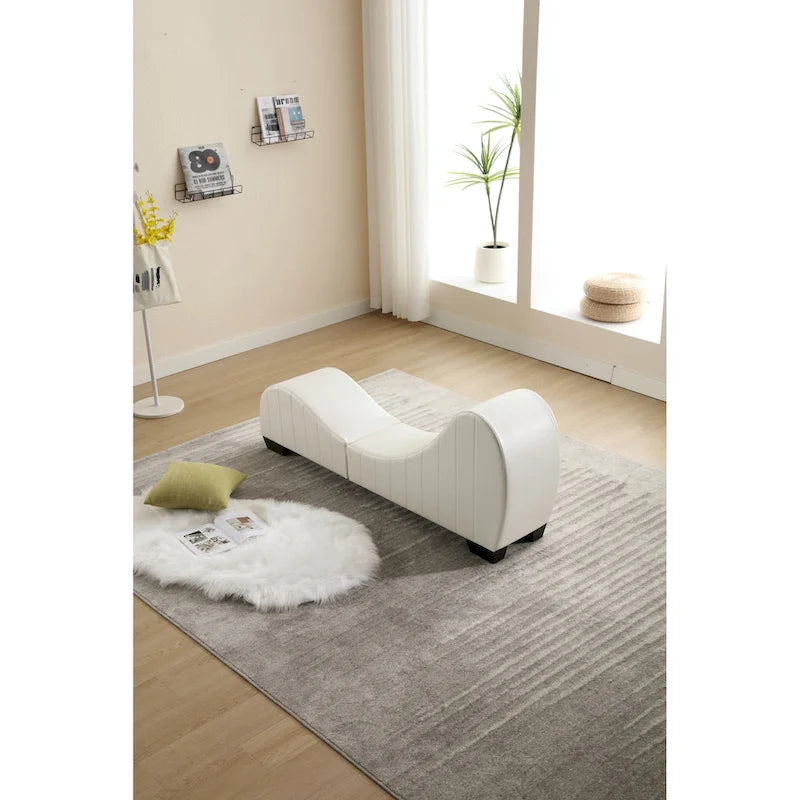 Moderna Chaise Longue da Yoga Curva in Similpelle - 13.78 x 62.20 x 25.79