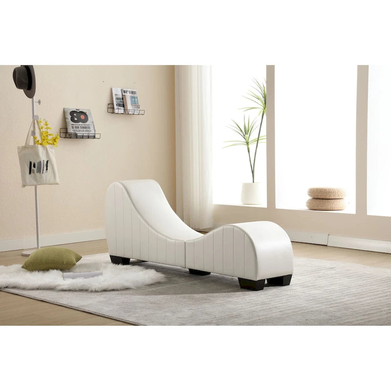 Moderna Chaise Longue da Yoga Curva in Similpelle - 13.78 x 62.20 x 25.79