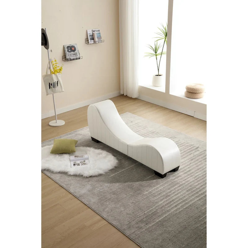 Moderna Chaise Longue da Yoga Curva in Similpelle - 13.78 x 62.20 x 25.79