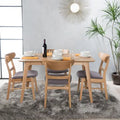 Set da pranzo rettangolare a 5 pezzi in legno di gomma e tessuto