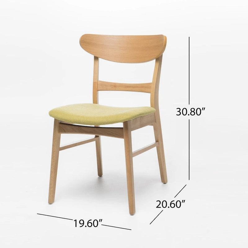 Set da pranzo rettangolare a 5 pezzi in legno di gomma e tessuto
