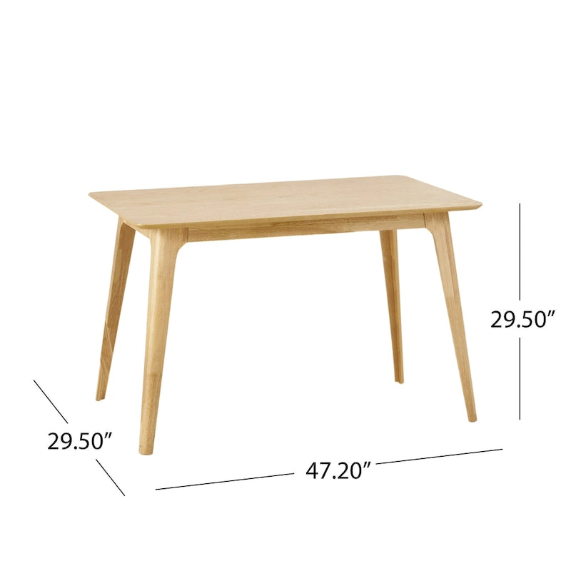 Set da pranzo rettangolare a 5 pezzi in legno di gomma e tessuto
