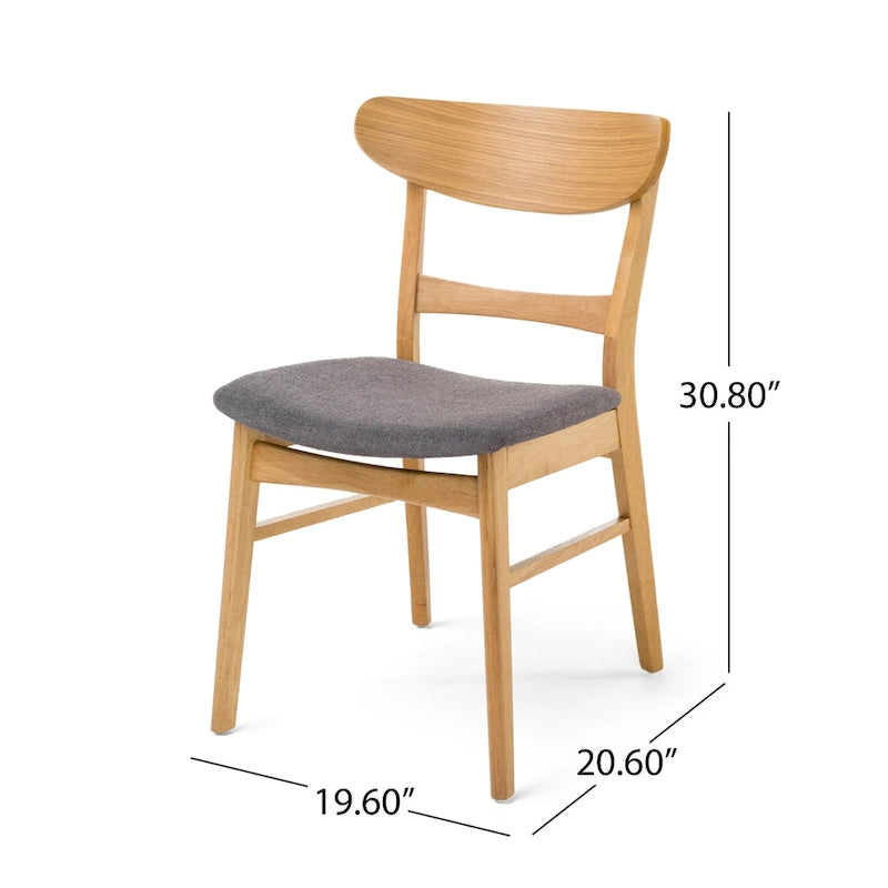 Set da pranzo rettangolare a 5 pezzi in legno di gomma e tessuto