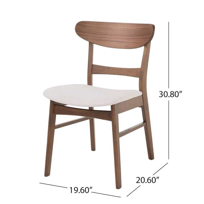 Set da pranzo rettangolare a 5 pezzi in legno di gomma e tessuto