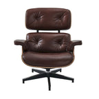 Poltrona girevole alta schienale Mid-century Modern in PU con pouf per soggiorno e camera da letto