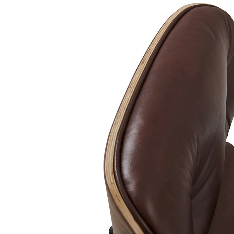 Poltrona girevole alta schienale Mid-century Modern in PU con pouf per soggiorno e camera da letto