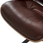 Poltrona girevole alta schienale Mid-century Modern in PU con pouf per soggiorno e camera da letto
