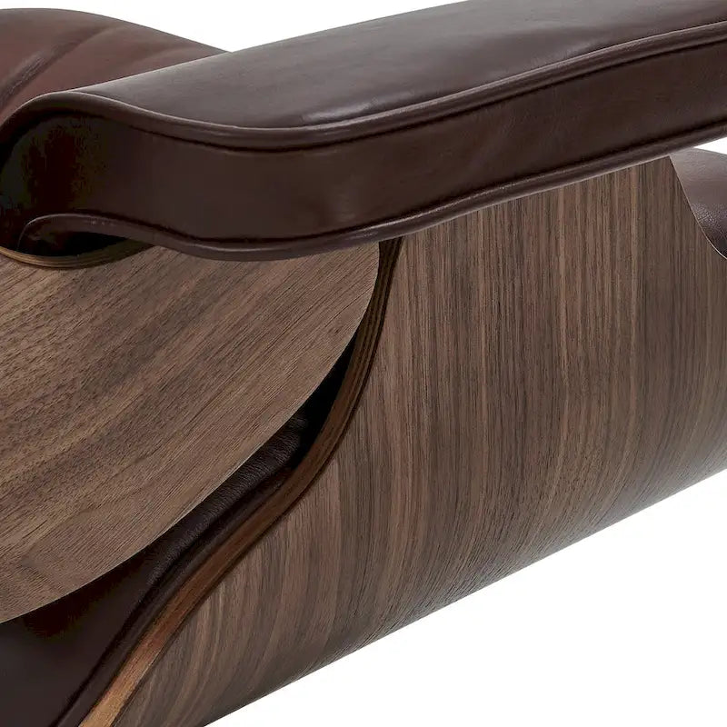 Poltrona girevole alta schienale Mid-century Modern in PU con pouf per soggiorno e camera da letto