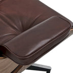 Poltrona girevole alta schienale Mid-century Modern in PU con pouf per soggiorno e camera da letto