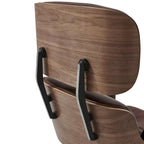 Poltrona girevole alta schienale Mid-century Modern in PU con pouf per soggiorno e camera da letto