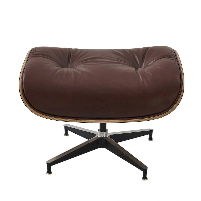 Poltrona girevole alta schienale Mid-century Modern in PU con pouf per soggiorno e camera da letto