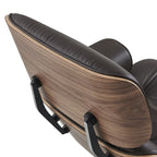 Poltrona girevole alta schienale Mid-century Modern in PU con pouf per soggiorno e camera da letto
