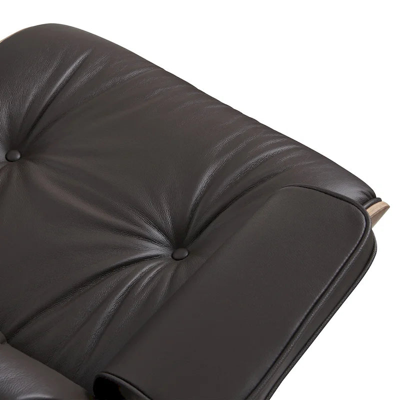Poltrona girevole alta schienale Mid-century Modern in PU con pouf per soggiorno e camera da letto