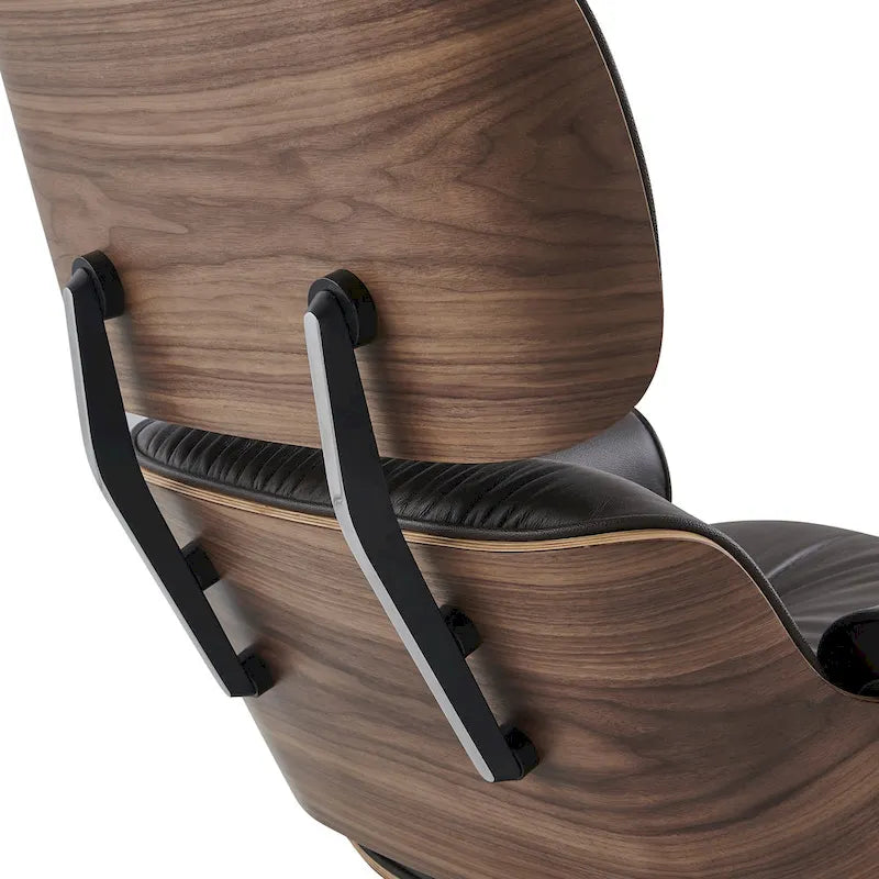 Poltrona girevole alta schienale Mid-century Modern in PU con pouf per soggiorno e camera da letto