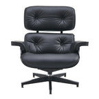 Poltrona girevole alta schienale Mid-century Modern in PU con pouf per soggiorno e camera da letto