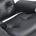 Poltrona girevole alta schienale Mid-century Modern in PU con pouf per soggiorno e camera da letto