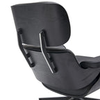 Poltrona girevole alta schienale Mid-century Modern in PU con pouf per soggiorno e camera da letto