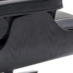 Poltrona girevole alta schienale Mid-century Modern in PU con pouf per soggiorno e camera da letto