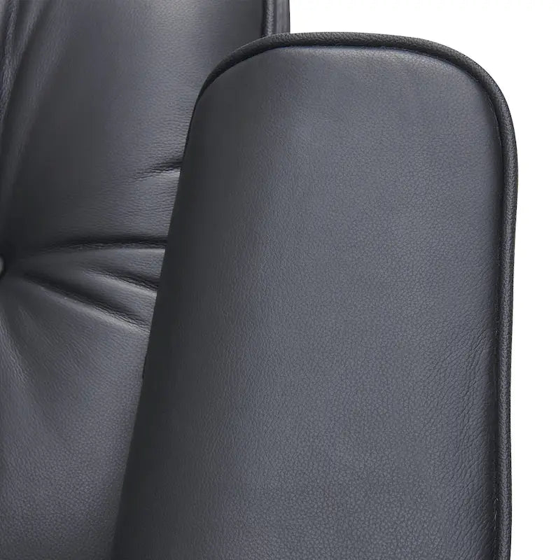 Poltrona girevole alta schienale Mid-century Modern in PU con pouf per soggiorno e camera da letto
