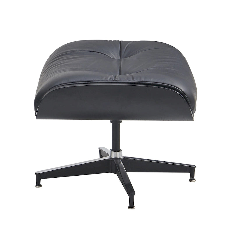 Poltrona girevole alta schienale Mid-century Modern in PU con pouf per soggiorno e camera da letto