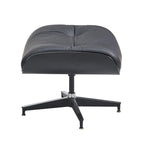 Poltrona girevole alta schienale Mid-century Modern in PU con pouf per soggiorno e camera da letto
