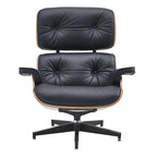 Poltrona girevole alta schienale Mid-century Modern in PU con pouf per soggiorno e camera da letto