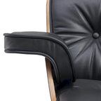 Poltrona girevole alta schienale Mid-century Modern in PU con pouf per soggiorno e camera da letto