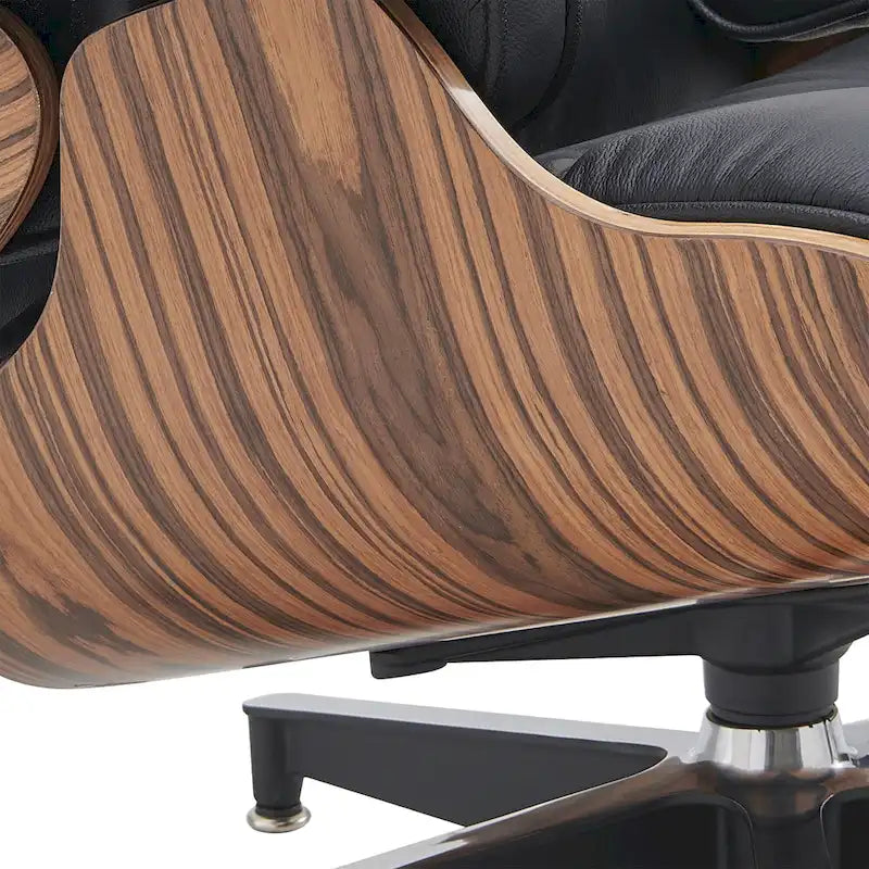 Poltrona girevole alta schienale Mid-century Modern in PU con pouf per soggiorno e camera da letto