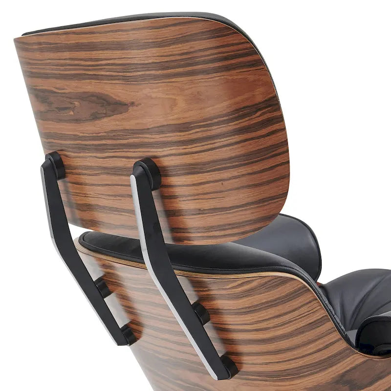Poltrona girevole alta schienale Mid-century Modern in PU con pouf per soggiorno e camera da letto