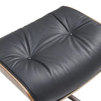 Poltrona girevole alta schienale Mid-century Modern in PU con pouf per soggiorno e camera da letto