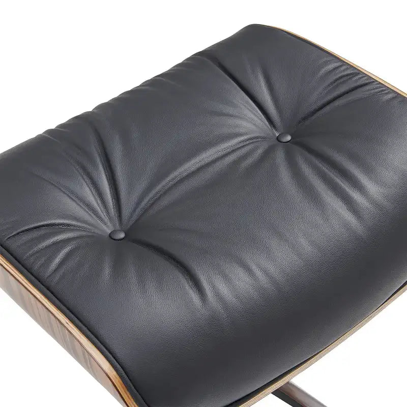 Poltrona girevole alta schienale Mid-century Modern in PU con pouf per soggiorno e camera da letto