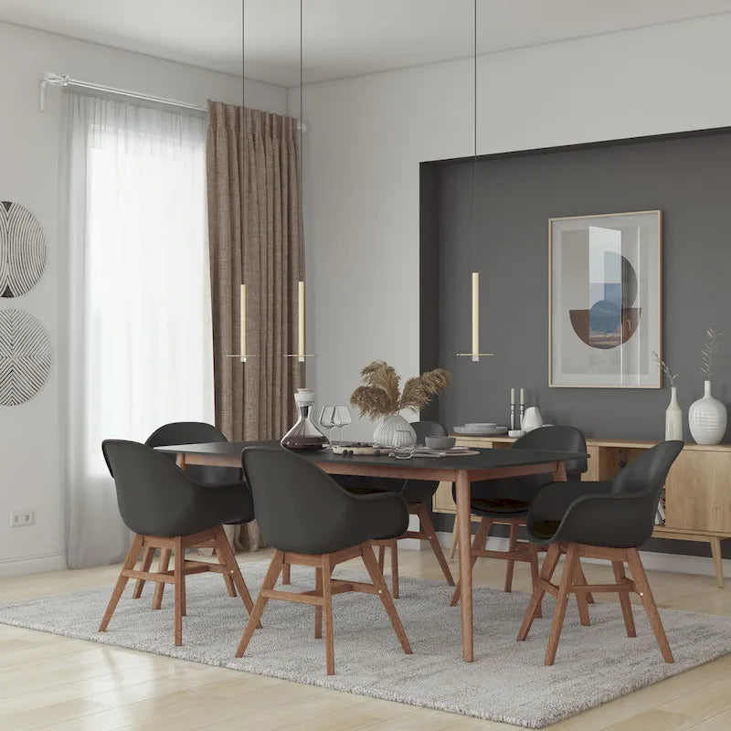 Set da pranzo di 9 pezzi in legno di eucalipto con cuscini