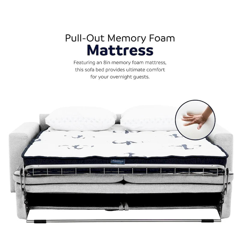 Divano letto full size da 78 pollici con materasso in memory foam